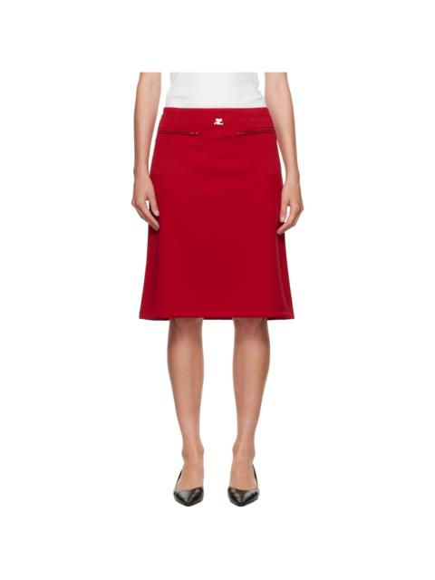 Red Interlock Tracksuit Midi Skirt