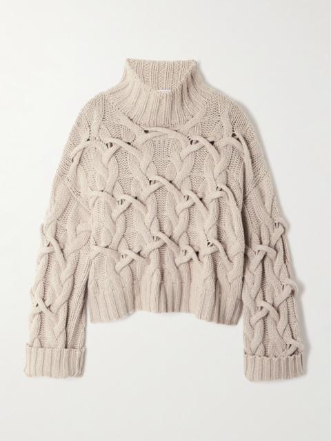 Cable-knit Cashmere Turtleneck Sweater