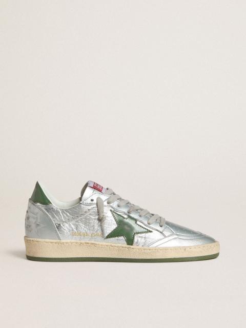 Women's Ball Star in silver nylon with green leather star and heel tab