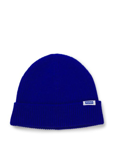 LOGO-LABEL BEANIE HAT WITH RIBBED KNIT