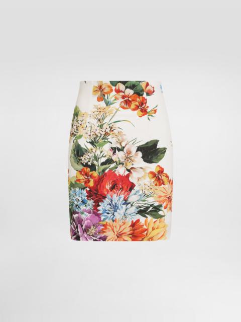 Flower bouquet-print mini skirt