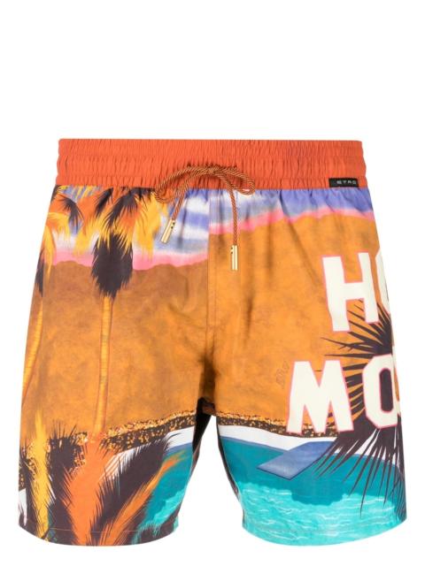 landscape-print swim shorts