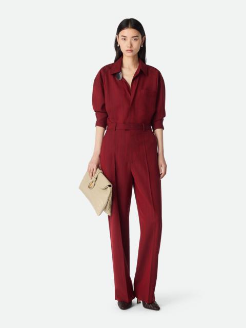 Wool Subtle Stripe Wide Trousers