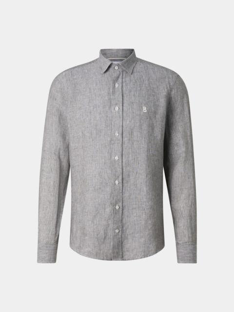 Timi linen shirt in Olive green/white