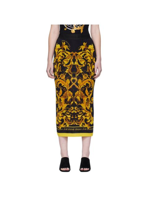 Black & Yellow Porcelain Barocco Midi Skirt