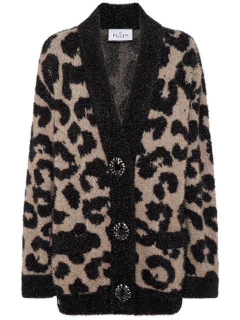 leopard-print lurex cardigan