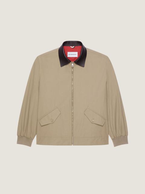 HARRINGTON JACKET IN COTTON WITH LEATHER DETAILS