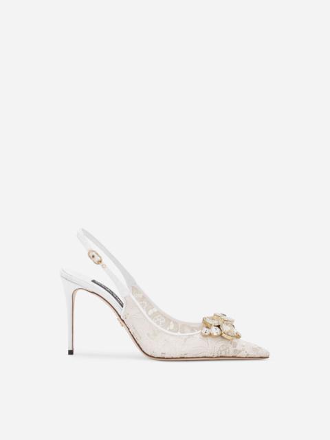 Rainbow lace slingbacks in lurex lace