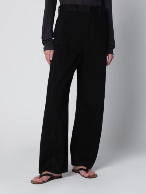 Black cotton trousers with belt