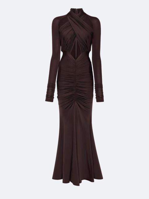 Jersey Halter Ruched Gown