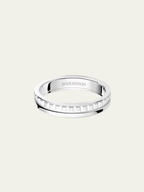 18K White Gold Quatre Double Wedding Band Ring, White Edition
