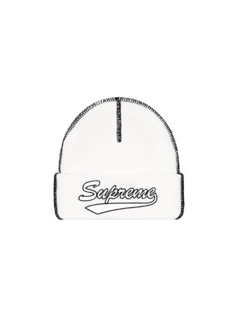 Supreme Contrast Stitch Beanie 'White'