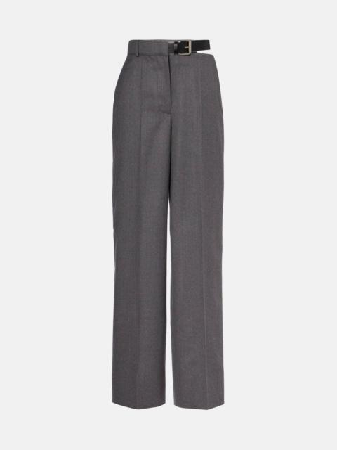 Wool flannel straight pants