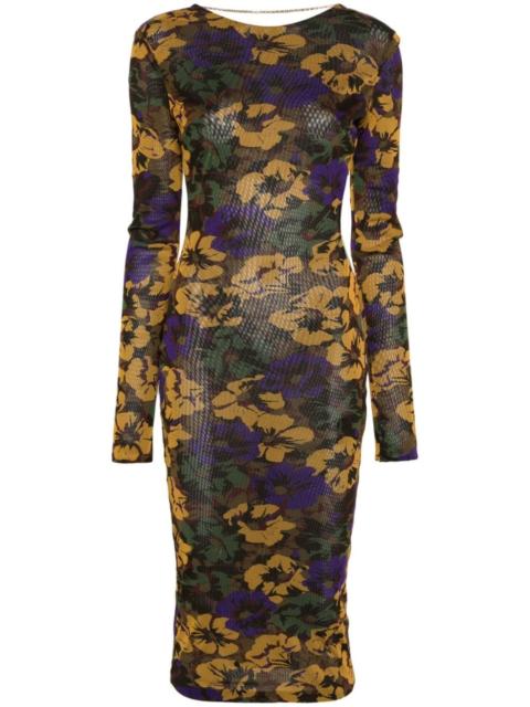 floral-print mesh maxi dress