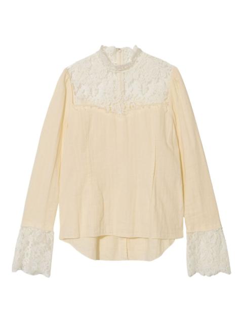 lace-trimmed blouse