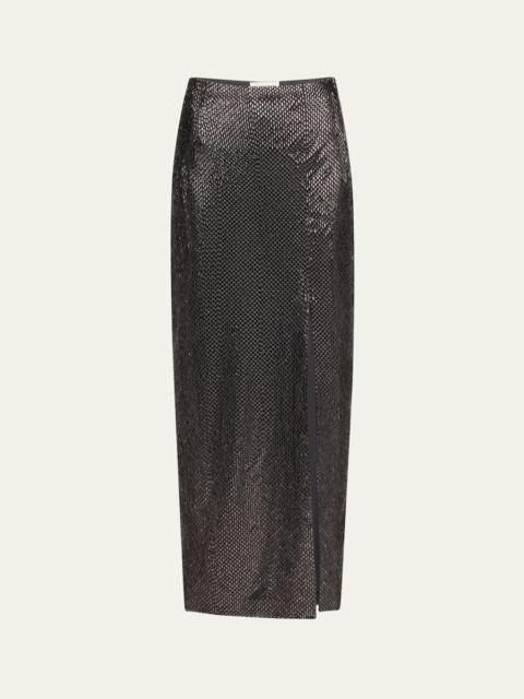 Diamante Crepe Slit Maxi Skirt