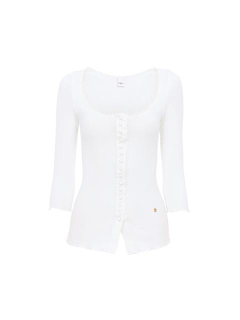 SCOOP-NECK FITTED CARDIGAN IN COTTON