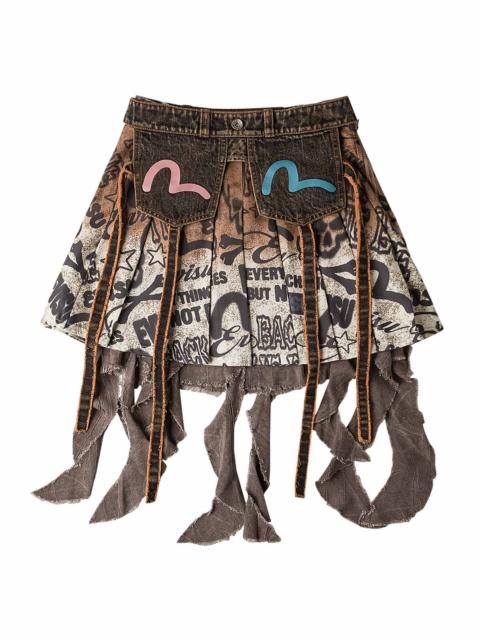 2 in 1 Denim Pleated Skirt