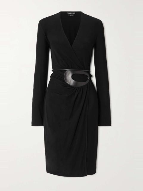 Belted jersey wrap dress