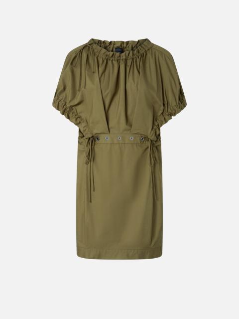SHORT POPLIN DRESS WITH GATHERS AND EYELETS