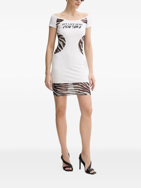 zebra-print mesh insert dress