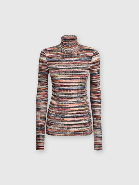 Viscose and ribbed wool turtleneck