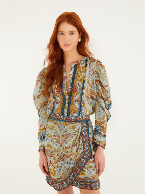 Blue Mosaic Garden Lenzing Ecovero Viscose Mini Wrap Skirt