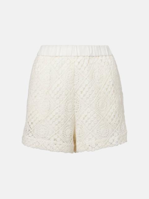 Crochet high-rise cotton shorts