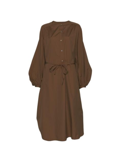 belted button-fastening midi dress