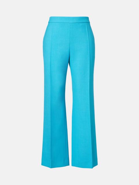 Cropped virgin wool crêpe straight pants
