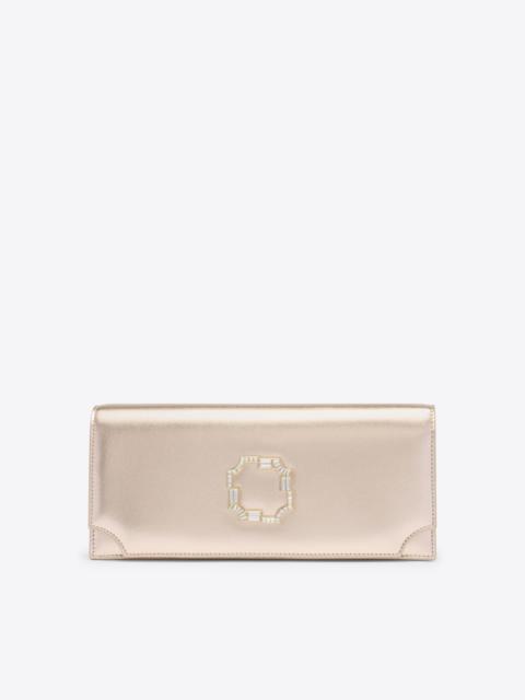 Vivien Champagne Metallic Leather Clutch Bag