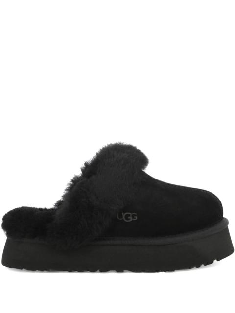 Disquette faux-fur trimmed slippers