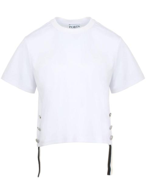 contrast-tape cotton T-shirt