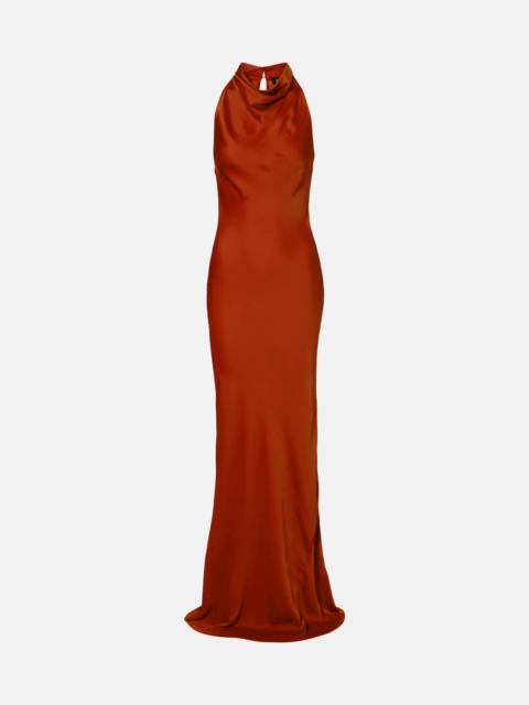 Halterneck satin gown
