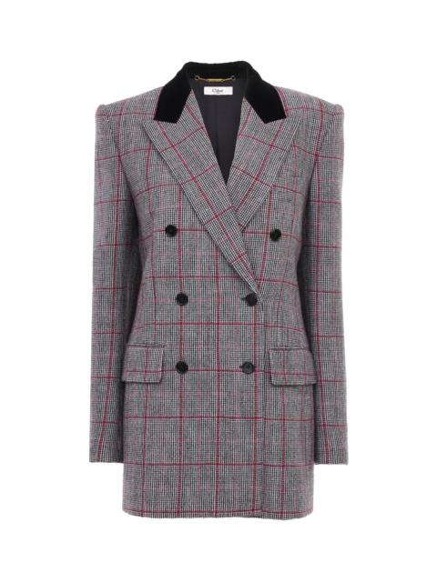 DOUBLE-BREASTED TAILORED JACKET IN WOOL CHECK