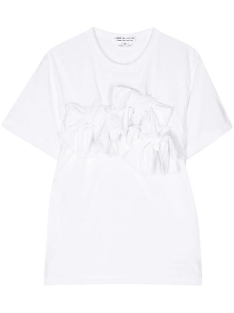 Bow-detailed cotton-jersey T-shirt