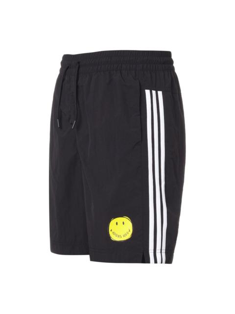 adidas neo M Smly Shorts Smiling Face Printing Stripe Sports Black GP5786