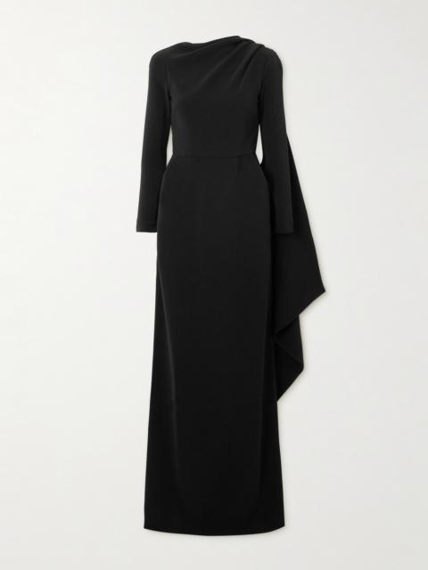 Cape-effect Open-back Crepe Gown