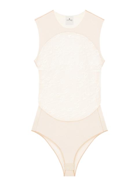 Illusion Circle Lace Bodysuit white