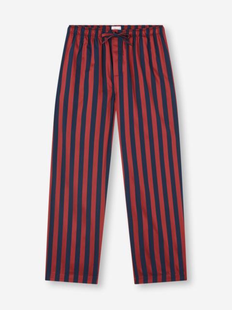 Men's Lounge Pants Royal Cotton Navy Blue & Red Stripe