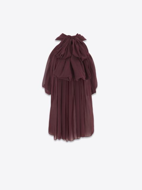 lavallière-neck blouse in silk muslin crepe