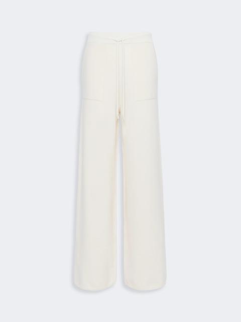 FIABE Wide cashmere yarn trousers - WHITE