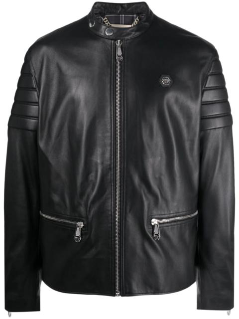 Doberman-print moto jacket