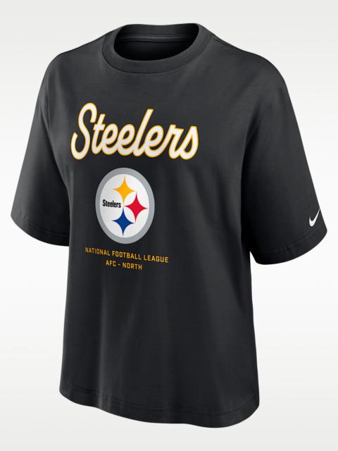 Pittsburgh Steelers Essential Script Boxy Women's Nike NFL T-Shirt