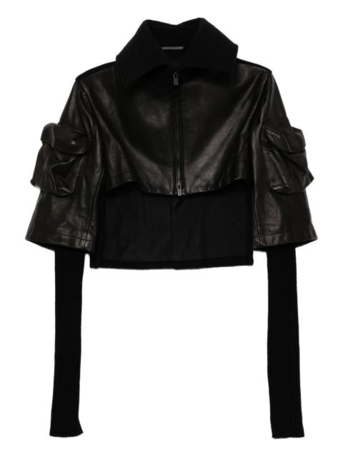 horse suede ribbed sleeves jacket