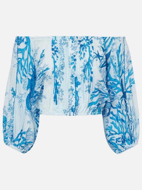 Bova printed off-shoulder cotton top