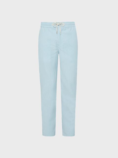 Men Wool Regular Pants Micro Rayures Tailoring