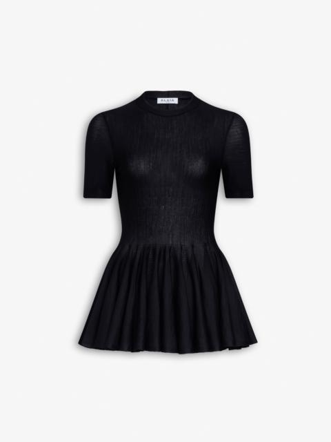 WOOL MERINO PEPLUM TOP