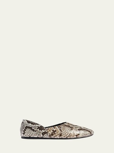 Jane Snake-Printed Leather Flats