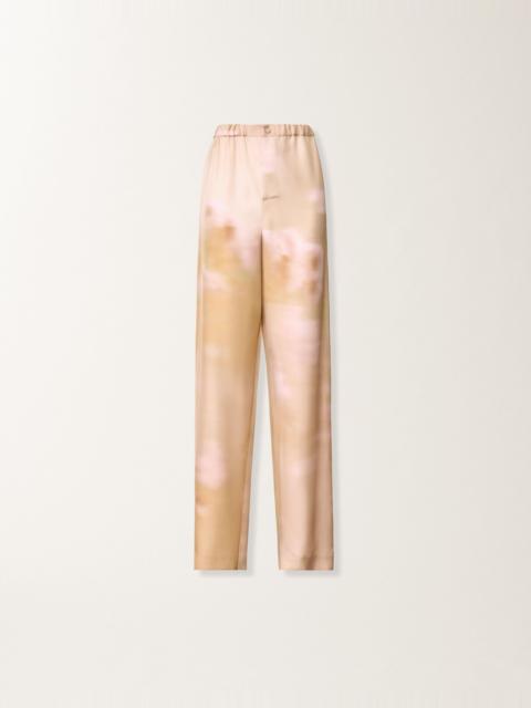 Printed silk twill trousers